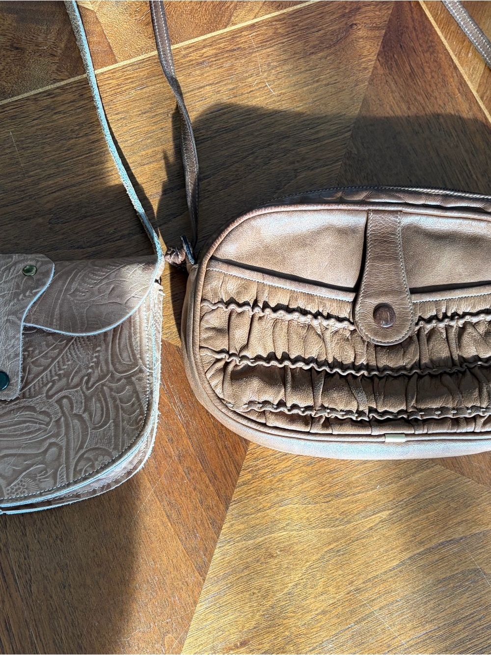 Boho Neutral Crossbody Purse Bundle – 2 Faux Leather Bags